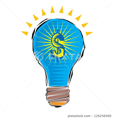 Light bulb with dollar symbol business concept, vector icon. Light bulb with dollar symbol business concept, vector icon. 126248480
