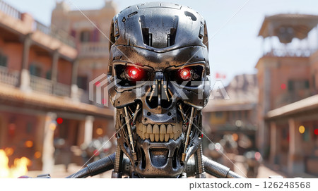 Mechanized industry robot and robotic arms for assembly in factory production. 126248568