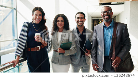Portrait, smile or business people in office, team or diversity with confidence, finance advisor and pride. About us, accounting or employees in workplace, cooperation or support with partnership 126248674