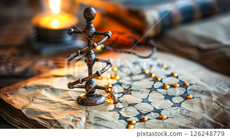 DNA molecule model close-up blue color background futuristic theme. 126248779