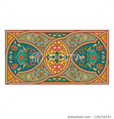 Vintage floral calligraphic floral vignette scroll corners ornamental design elements black  and color set isolated vector illustration 126249141