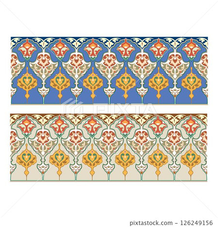 Vintage floral calligraphic floral vignette scroll corners ornamental design elements black  and color set isolated vector illustration 126249156