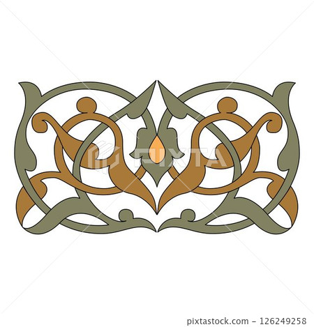 Vintage floral calligraphic floral vignette scroll corners ornamental design elements black  and color set isolated vector illustration 126249258