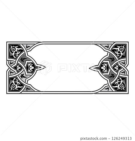 Vintage floral classic calligraphic retro vignette scroll frames ornamental design elements black and color set isolated vector 126249313