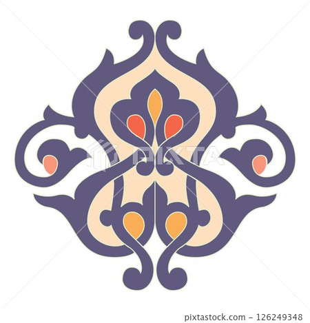 Vintage floral calligraphic floral vignette scroll corners ornamental design elements black  and color set isolated vector illustration 126249348
