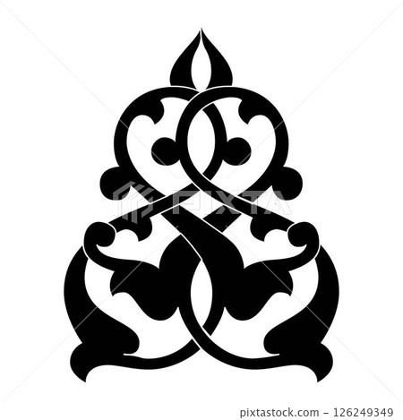 Vintage floral calligraphic floral vignette scroll corners ornamental design elements black  and color set isolated vector illustration 126249349