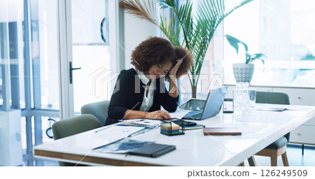 Financial, sleeping or tired businesswoman on laptop for accounting, deadline or finance project. Exhausted, burnout or overworked accountant in office for budget review with fatigue, nap or stress Financial, sleeping or tired businesswoman on laptop for accounting, deadline or finance project. Exhausted, burnout or overworked accountant in office for budget review with fatigue, nap or stress 126249509