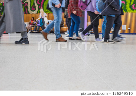 Group of People Walking Inside Busy Indoor Public Space 126249510
