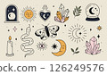Mystical Boho Clipart Set Celestial and Magical Elements in Flat Style 126249576
