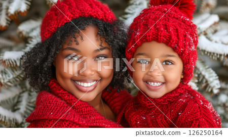 happy parents and children, friends celebrate Christmas and New Year 126250164