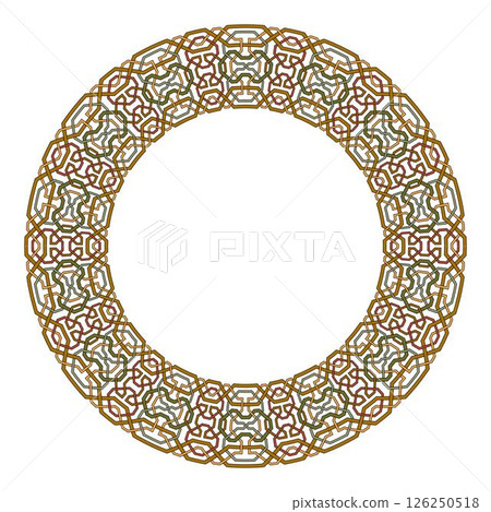 Islamic round floral frame, ornament in oriental style. Islamic round floral frame, ornament in oriental style. 126250518