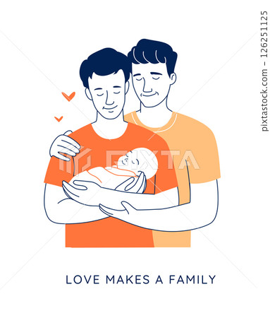 Parents with Infant, LGBTQ Family Love and Parenthood Concept. Parents with Infant, LGBTQ Family Love and Parenthood Concept. 126251125