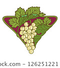 Grape vine or grape branch decorative elements, vector set. Isolated hanging grape twigs with green and purple berries. Framing or decor for banner design Grape vine or grape branch decorative elements, vector set. Isolated hanging grape twigs with green and purple berries. Framing or decor for banner design 126251221