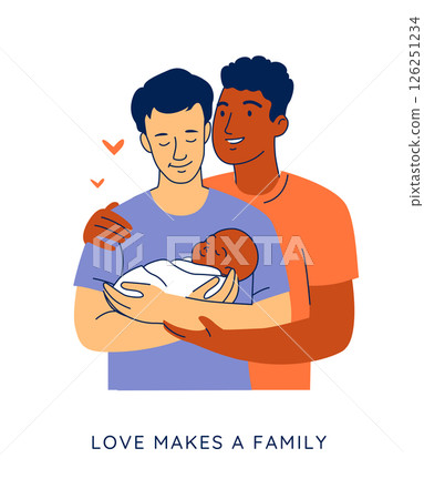 Parents with Infant, LGBTQ Family Love and Parenthood Concept. Parents with Infant, LGBTQ Family Love and Parenthood Concept. 126251234