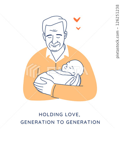 Grandfather bonding with newborn in a tender embrace Grandfather bonding with newborn in a tender embrace 126251238