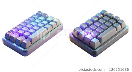 Modern rgb mechanical keyboard isolated on transparent background, gaming peripheral with colorful backlighting Modern rgb mechanical keyboard isolated on transparent background, gaming peripheral with colorful backlighting 126251686