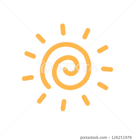 Cute Spiral Sun Icon Hand Drawn Summer Illustration 126251976