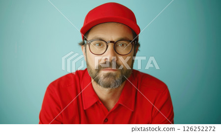 Cheerful attractive man looking at camera with toothy smile. 126252272