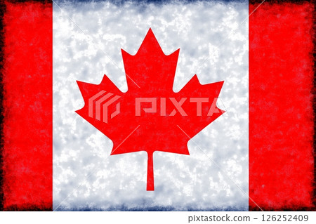 Canadian flag waving with grunge vintage effect applied 126252409