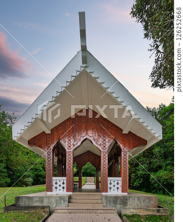 Mausoleum of Sultan Sharif Ali showcasing traditional Bruneian architecture in Bandar Seri Begawan 126252668