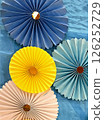 Blue Japanese umbrella style background 126252729