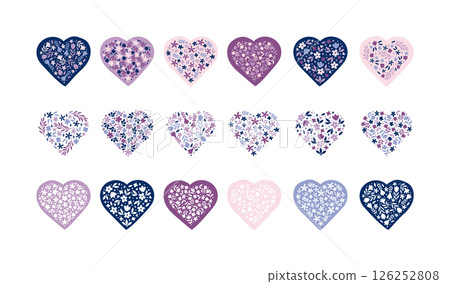 Floral heart vector illustration set. Floral heart vector illustration set. 126252808