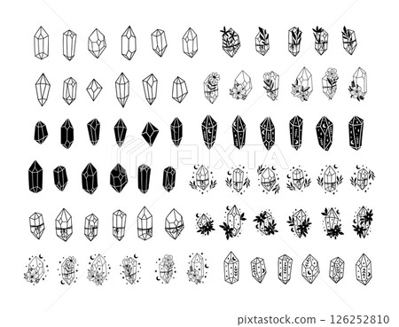 Mystical crystal vector illustration set. 126252810