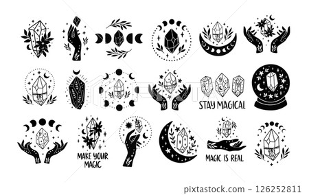Witchy hands with crystal vector  126252811