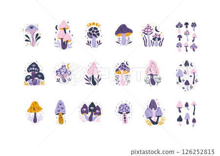 Mystical mushrooms vector illustration 126252815