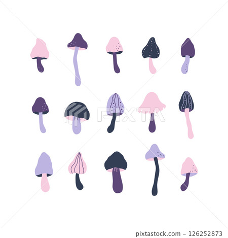 Mushrooms cartoon vector illustration set Mushrooms cartoon vector illustration set 126252873