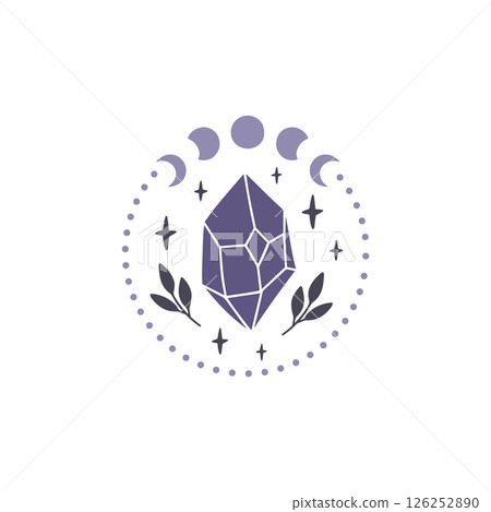 Mystical crystal with moon phase  126252890