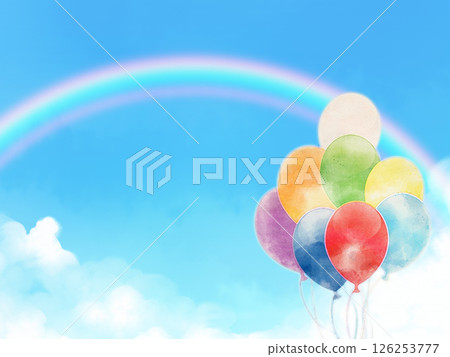 A balloon floating in the blue sky 126253777