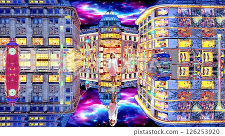 A different world of mirror reflections: "A cityscape made from a photo in watercolor style" A different world of mirror reflections: "A cityscape made from a photo in watercolor style" 126253920