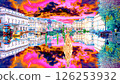 A different world of mirror reflections: "A cityscape made from a photo in watercolor style" 126253932
