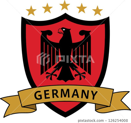 Germany national emblem shield with eagle and golden stars vector illustration 126254008