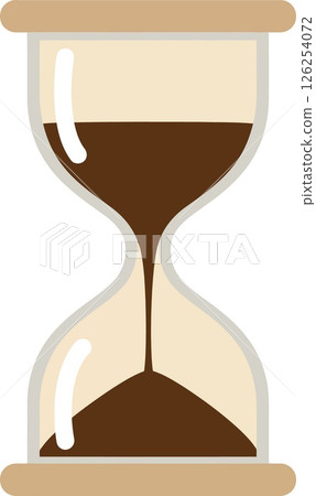 Hourglass timer with brown sand flowing in beige frame simple vector illustration 126254072