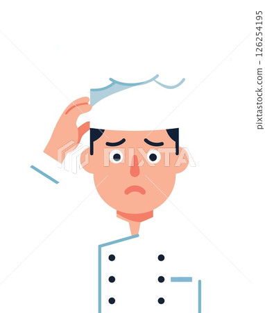 Worried male chef scratching head in white uniform and hat vector illustration 126254195