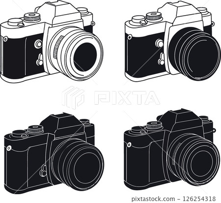 Vintage camera illustrations with black and white details in vector format Vintage camera illustrations with black and white details in vector format 126254318