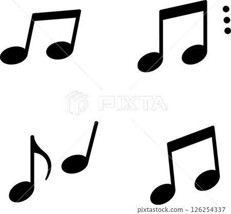 Music notes vector icons set with simple black design and clean style Music notes vector icons set with simple black design and clean style 126254337