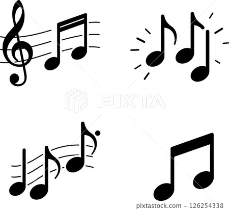 Music notes icons set with treble clef and musical symbols vector collection 126254338