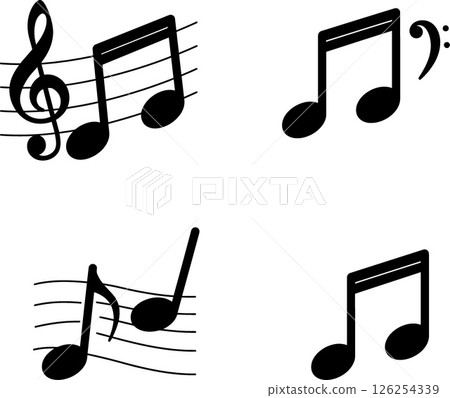 Music Notes and Symbols Vector Illustration with Treble and Bass Clef Elements Music Notes and Symbols Vector Illustration with Treble and Bass Clef Elements 126254339