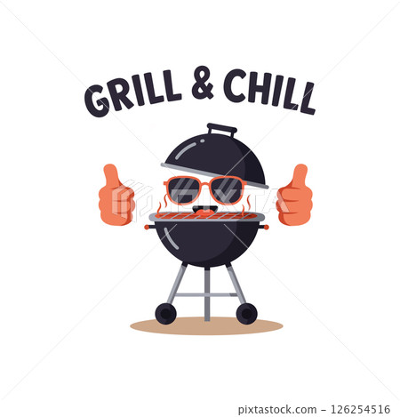Grill with Sunglasses and Thumbs Up Cartoon for T-shirt and Project Vector Illustration Grill with Sunglasses and Thumbs Up Cartoon for T-shirt and Project Vector Illustration 126254516