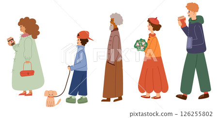 Set of different people characters. Aged and young people. 126255802