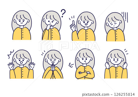 Women with various expressions / upper body / icon set Women with various expressions / upper body / icon set 126255814