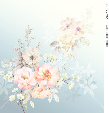 Stunning Hand Illustrated Floral Scroll Pattern Pieces 126256288