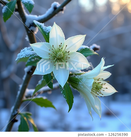 A photo capturing the delicate petals of a hellebore 126256390
