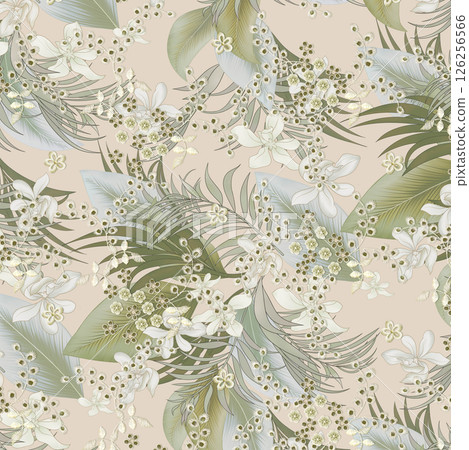 Masterful Handmade Floral Scroll Pattern Artworks 126256566