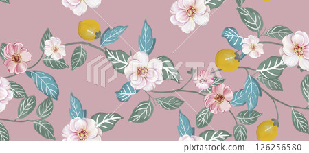 Masterful Handmade Floral Scroll Pattern Artworks 126256580