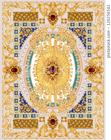 Masterful Handmade Floral Scroll Pattern Artworks 126256582