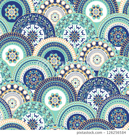 Masterful Handmade Floral Scroll Pattern Artworks 126256584